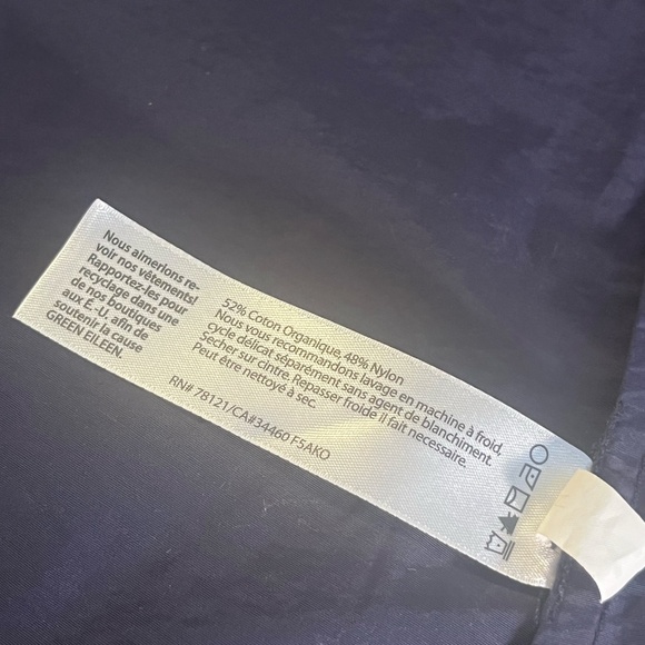 Eileen Fisher Organic Outdoor Cotton Anorak Jacket Navy Pockets Packable Hood MD - Picture 7 of 11